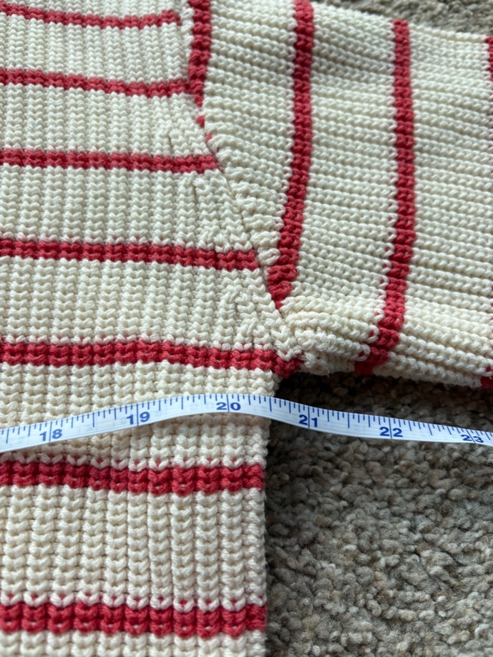 Buckle Z Supply Villa Striped 1/2 Zip Striped Sweater Red Pepper White size M - Picture 8 of 9